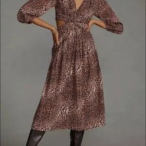 NWT Ranna Gill Anthropologie Leopard print dress sz M